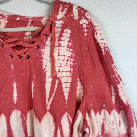 NWT LIVI by Lane Bryant Sweater 22/24 Tie Dye Hood Athleisure Lounge Beach 3X - Picture 4 of 12